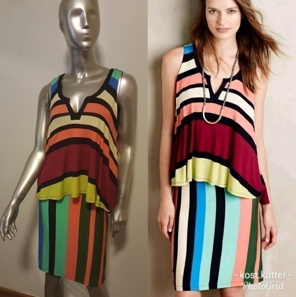 Anthropologie Maeve Davina Dress Pink Red Size Small
